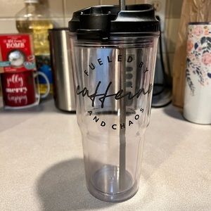 Clear Mom Life Must Haves fueled by caffeine and chaos tumbler